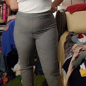 Plaid high waisted straight leg pants